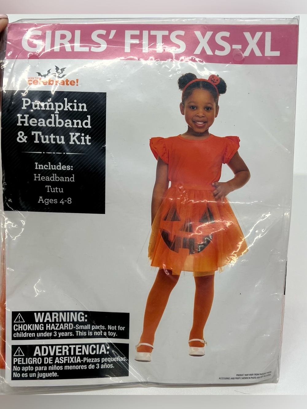 Pumpkin Headband & Tutu Kit - Orange Girls' Halloween Costume ONE SIZE